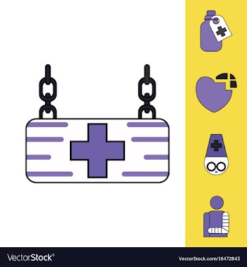 Collection of icons and medical supplies vector image