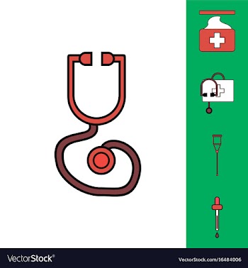 Collection of icons and medical supplies vector image