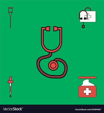 Collection of icons and medical supplies vector image