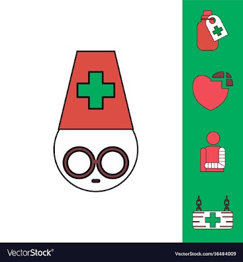 Collection of icons and medical supplies vector image