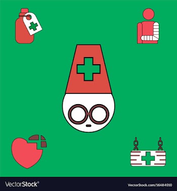 Collection of icons and medical supplies vector image