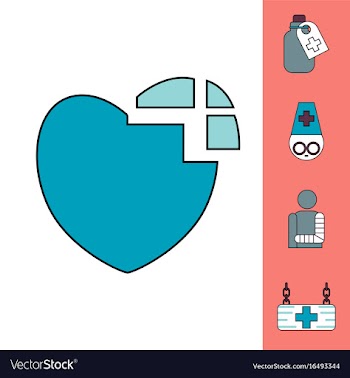 Collection of icons and medical supplies vector image