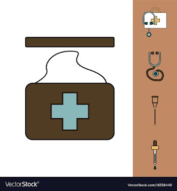 Collection of icons and medical supplies vector image