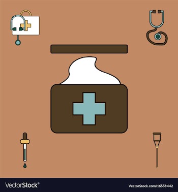 Collection of icons and medical supplies vector image