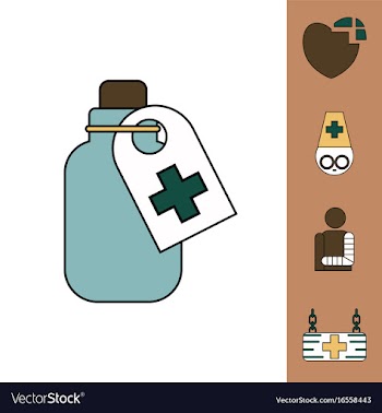 Collection of icons and medical supplies vector image