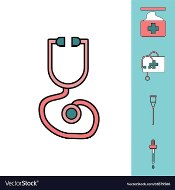 Collection of icons and medical supplies vector image