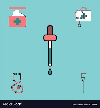 Collection of icons and medical supplies vector image