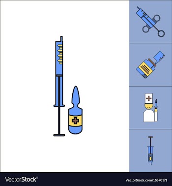 Collection of icons and medical syringes vector image
