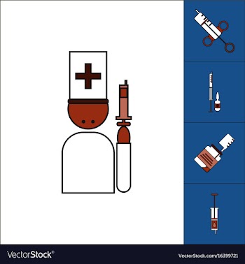 Collection of icons and medical syringes vector image