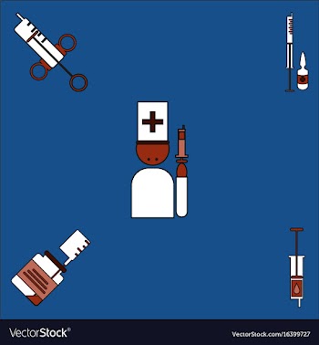 Collection of icons and medical syringes vector image