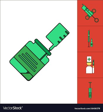 Collection of icons and medical syringes vector image