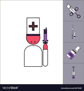 Collection of icons and medical syringes vector image
