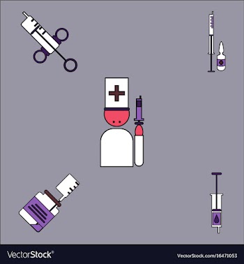 Collection of icons and medical syringes vector image