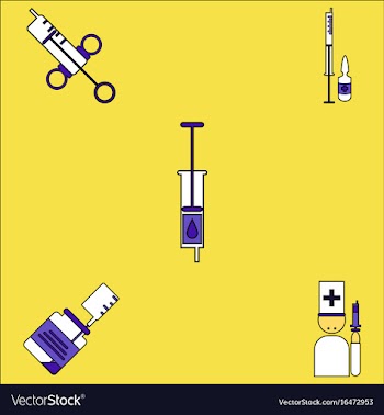 Collection of icons and medical syringes vector image
