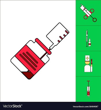 Collection of icons and medical syringes vector image