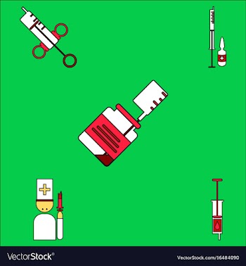 Collection of icons and medical syringes vector image