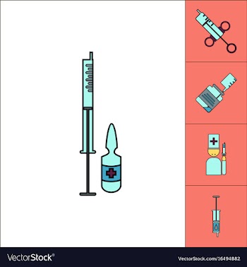 Collection of icons and medical syringes vector image