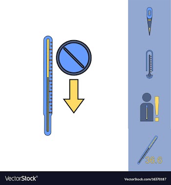 Collection of icons and medical temperatures vector image