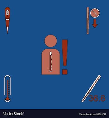 Collection of icons and medical temperatures vector image