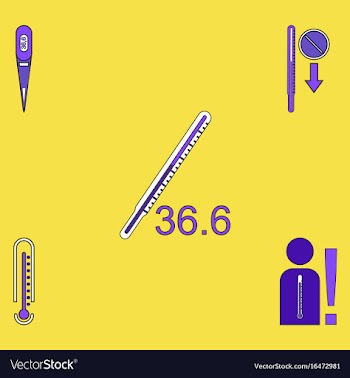 Collection of icons and medical temperatures vector image