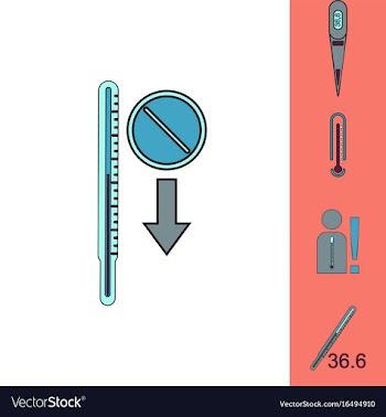 Collection of icons and medical temperatures vector image
