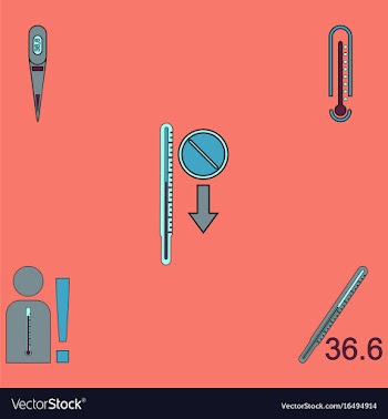 Collection of icons and medical temperatures vector image