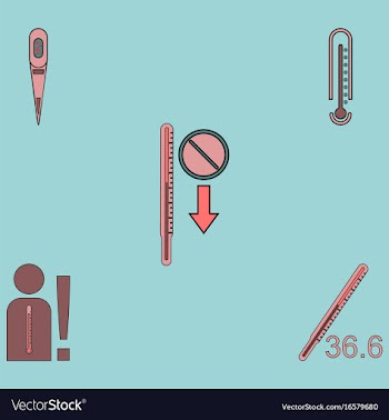 Collection of icons and medical temperatures vector image