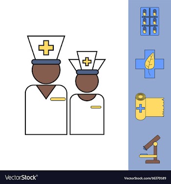 Collection of icons and medical tools vector image