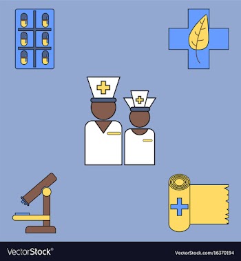 Collection of icons and medical tools vector image