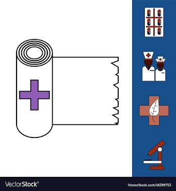 Collection of icons and medical tools vector image