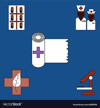 Collection of icons and medical tools vector image