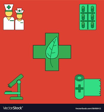 Collection of icons and medical tools vector image