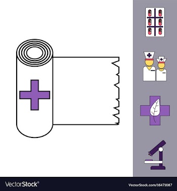Collection of icons and medical tools vector image