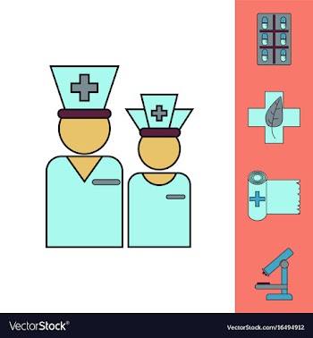 Collection of icons and medical tools vector image