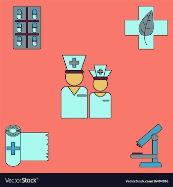Collection of icons and medical tools vector image