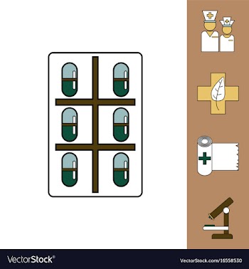 Collection of icons and medical tools vector image