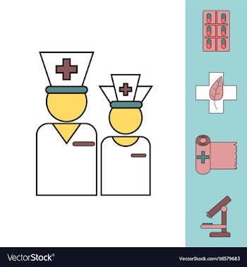 Collection of icons and medical tools vector image