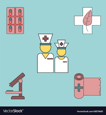 Collection of icons and medical tools vector image