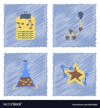 Collection of icons and molecules and atoms vector image