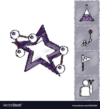 Collection of icons and molecules and atoms vector image