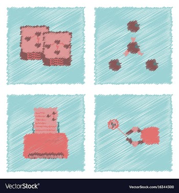 Collection of icons and molecules and atoms vector image
