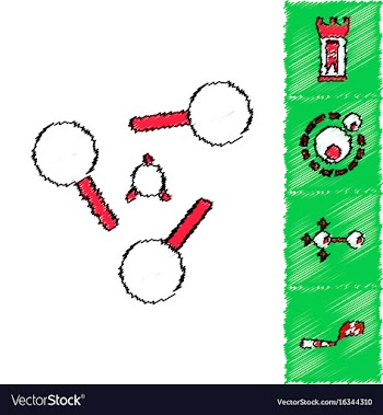 Collection of icons and molecules and atoms vector image