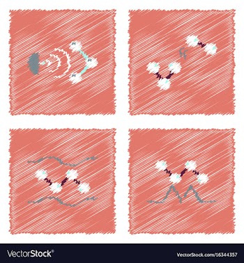 Collection of icons and molecules and atoms vector image