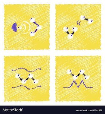 Collection of icons and molecules and atoms vector image