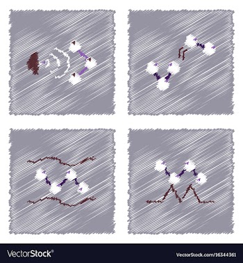 Collection of icons and molecules and atoms vector image