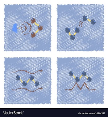 Collection of icons and molecules and atoms vector image