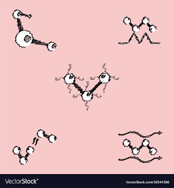 Collection of icons and molecules and atoms vector image