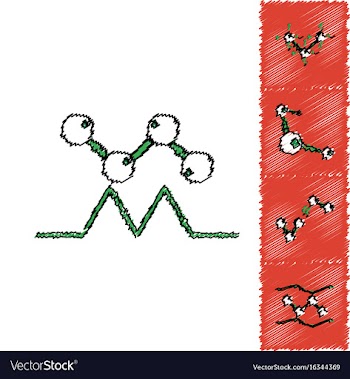 Collection of icons and molecules and atoms vector image