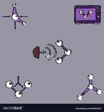 Collection of icons and molecules and atoms vector image