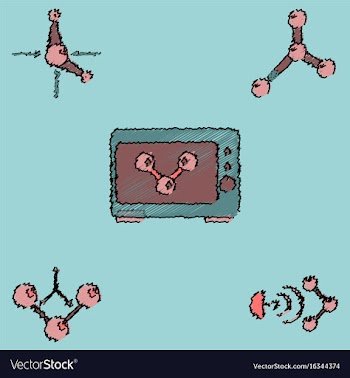 Collection of icons and molecules and atoms vector image